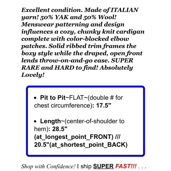 Eileen Fisher Womens Sz S Gray ITALIAN Yak Wool Cardigan Sweater Elbow Patch - Picture 2 of 10